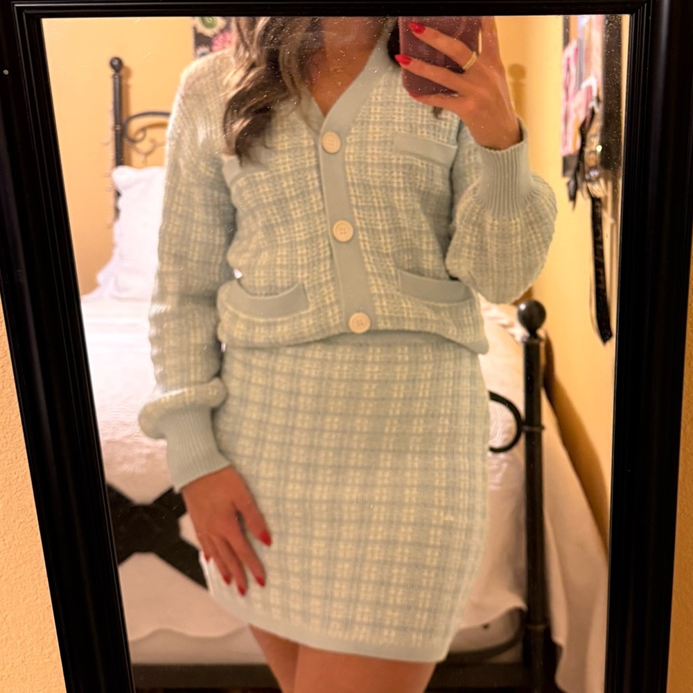 NWT Free Assembly Light Blue Tweed Skirt